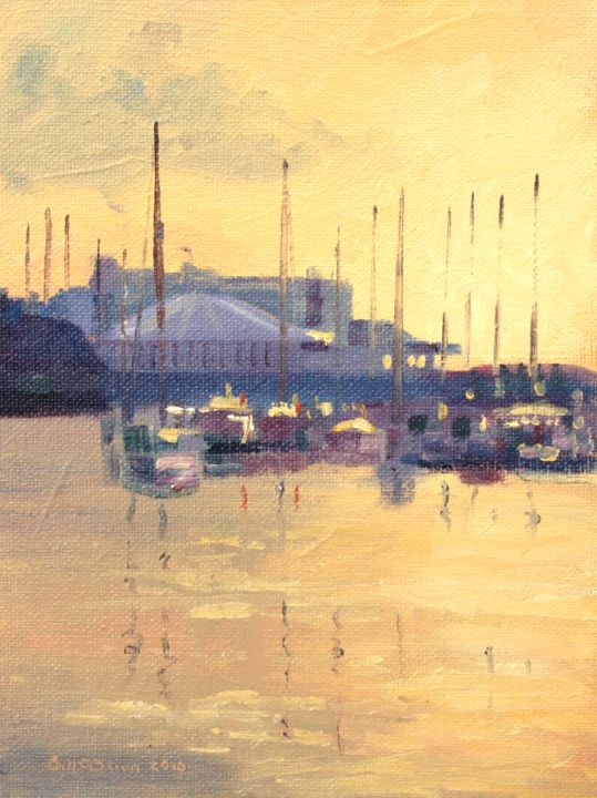 Painting titled "Howth Yachts XI" by Bill O'Brien, Original Artwork, Oil