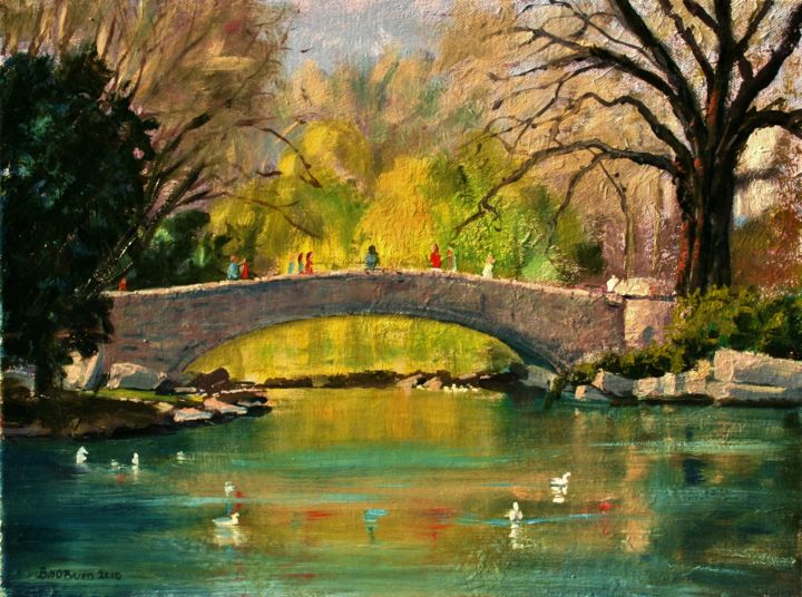 Malerei mit dem Titel "Bridge at St Stephe…" von Bill O'Brien, Original-Kunstwerk, Öl