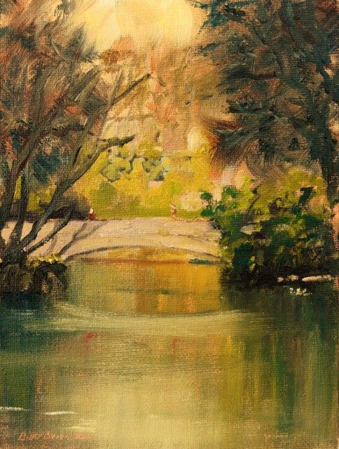 Ζωγραφική με τίτλο "Pond at Stephens Gr…" από Bill O'Brien, Αυθεντικά έργα τέχνης, Λάδι