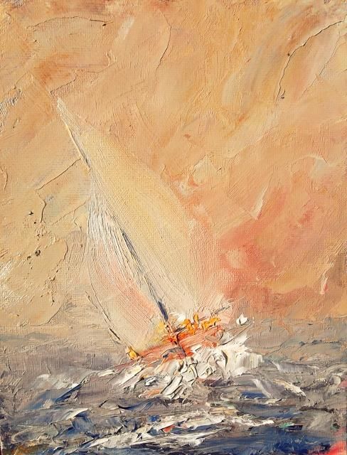 Pintura intitulada "Yachts, Up She Rise…" por Bill O'Brien, Obras de arte originais, Óleo