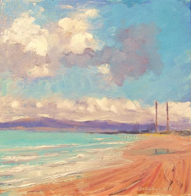 Painting titled "Dollymount Solitude" by Bill O'Brien, Original Artwork, Oil
