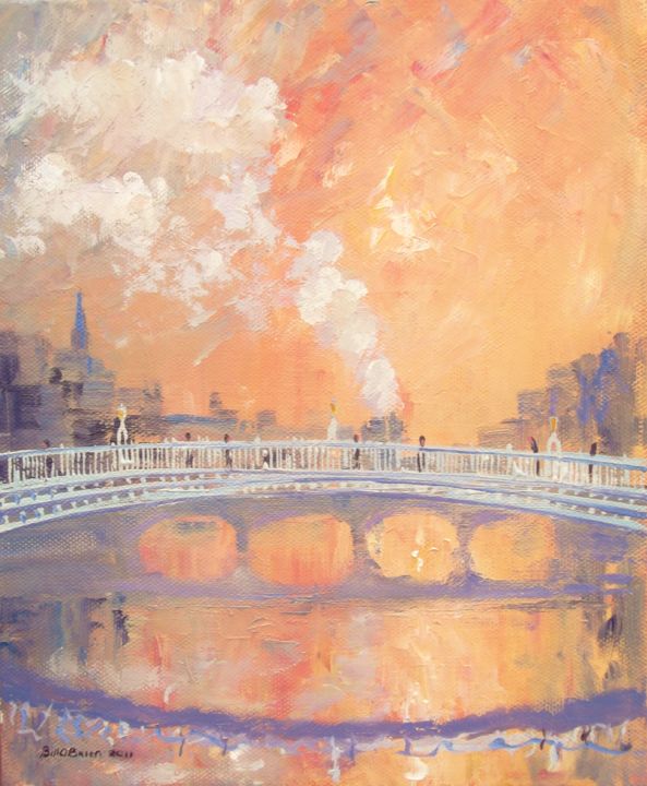 Painting titled "Hapenny Bridge Guin…" by Bill O'Brien, Original Artwork, Oil