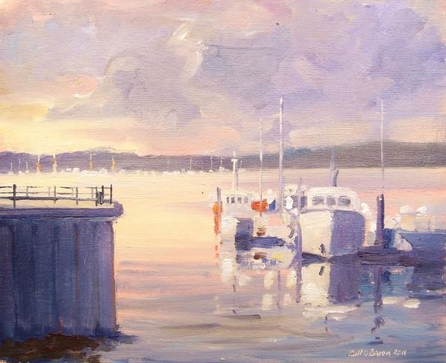 Painting titled "Falmouth Boats" by Bill O'Brien, Original Artwork, Oil