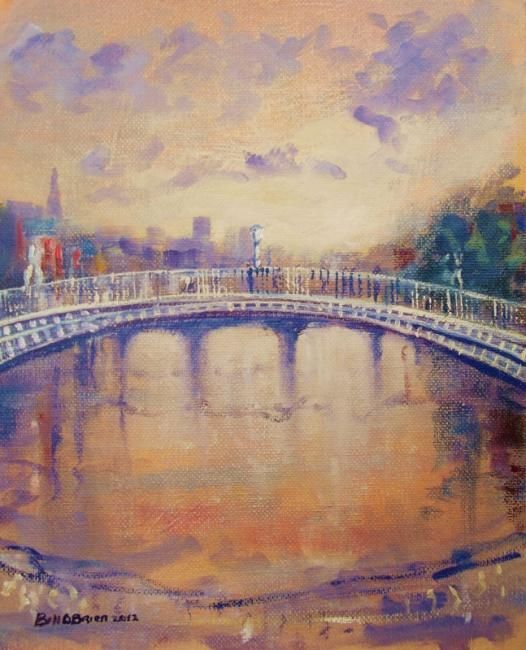 Painting titled "Hapenny Bridge Mell…" by Bill O'Brien, Original Artwork, Oil