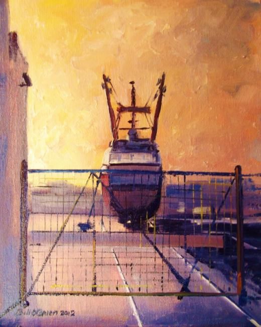 Painting titled "Howth, Dry Dock" by Bill O'Brien, Original Artwork, Oil