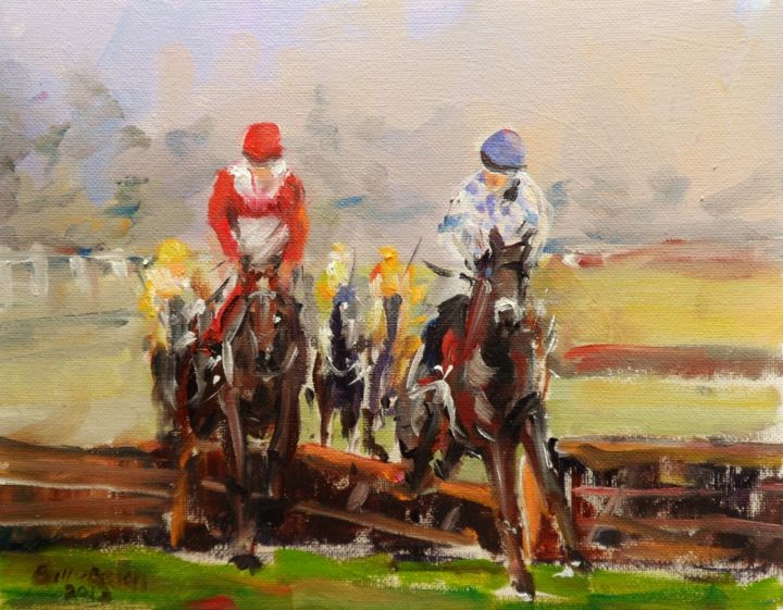 Painting titled "Horse Racing, the H…" by Bill O'Brien, Original Artwork, Oil