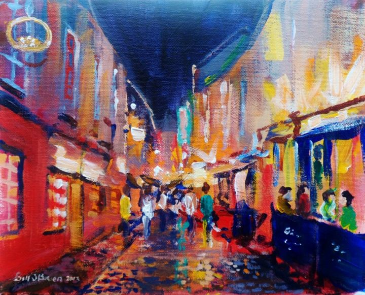 Painting titled "Galway Street" by Bill O'Brien, Original Artwork, Oil