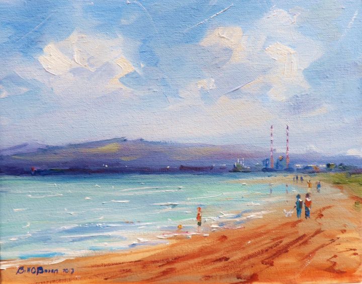 Painting titled "Dollymount Strand D…" by Bill O'Brien, Original Artwork, Oil
