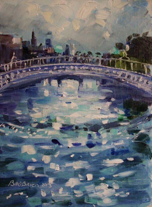 绘画 标题为“Hapenny Bridge Octo…” 由Bill O'Brien, 原创艺术品, 油