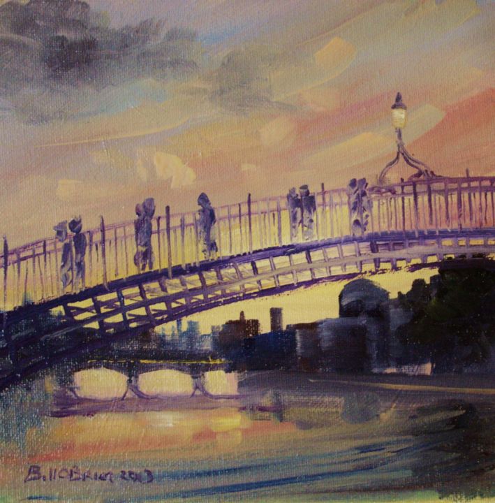 Painting titled "Hapenny Bridge Asdo…" by Bill O'Brien, Original Artwork, Oil