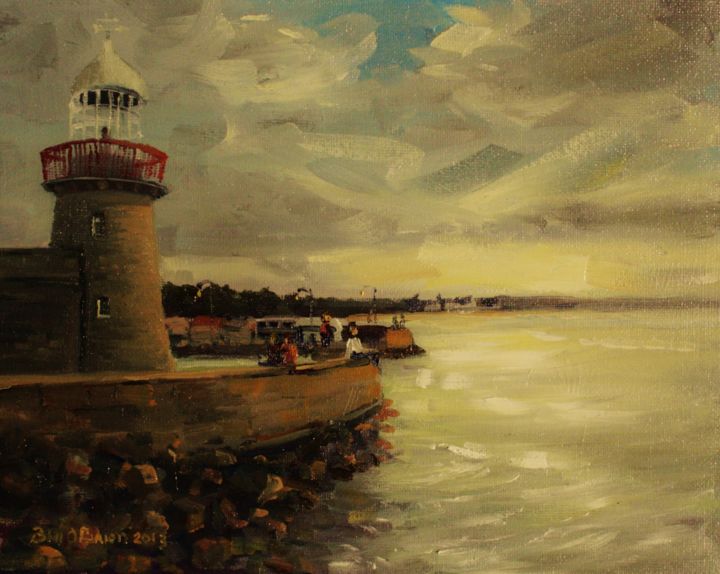 Painting titled "Howth Lighthouse Ea…" by Bill O'Brien, Original Artwork, Oil
