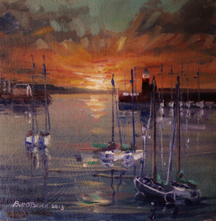 Painting titled "Howth Harbour Summe…" by Bill O'Brien, Original Artwork, Oil