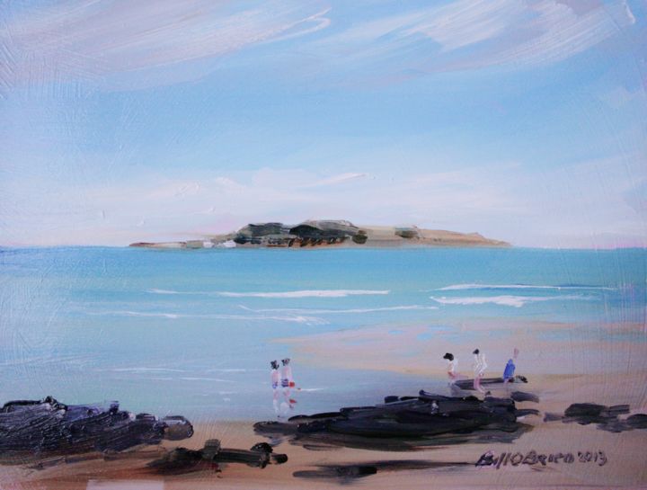 Painting titled "Malahide Beach and…" by Bill O'Brien, Original Artwork, Oil