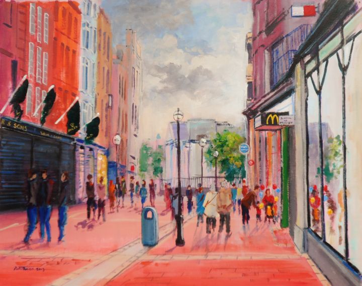 Painting titled "Grafton Street Sund…" by Bill O'Brien, Original Artwork