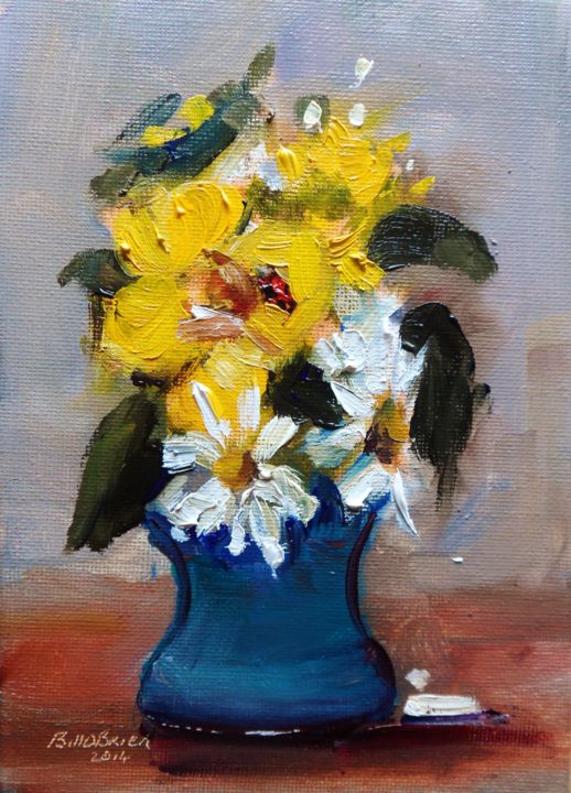 Painting titled "Wild Bouquet in a J…" by Bill O'Brien, Original Artwork, Oil