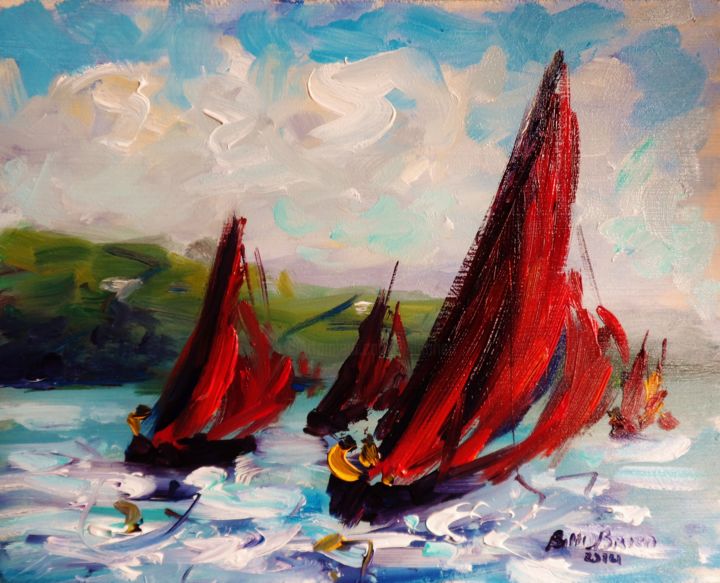 Peinture intitulée "Yachts, Hookers" par Bill O'Brien, Œuvre d'art originale, Huile