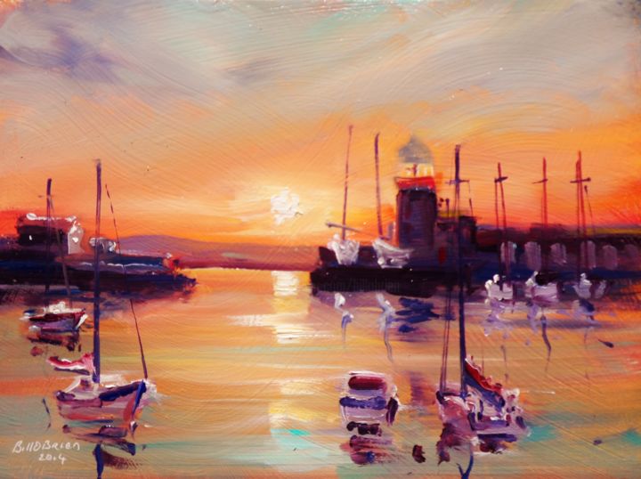 Pittura intitolato "Midsummer Sunset Ho…" da Bill O'Brien, Opera d'arte originale, Olio