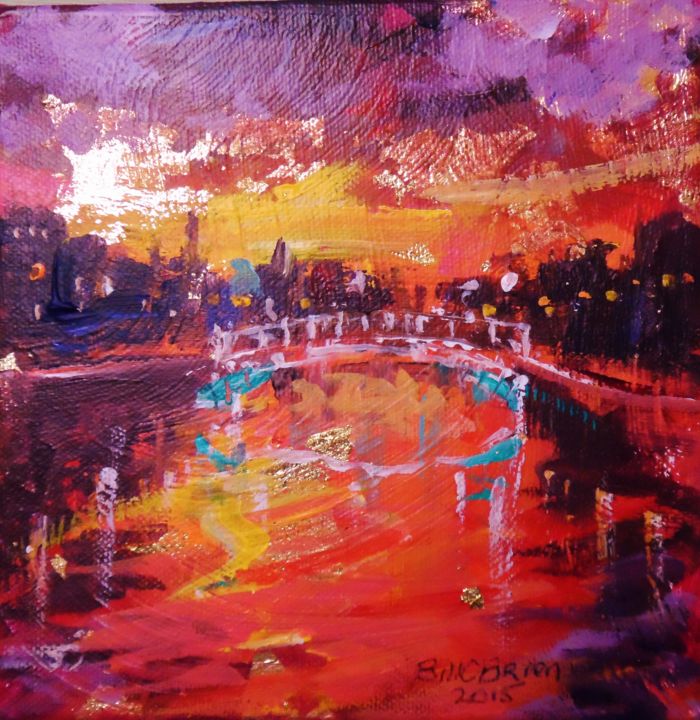 Peinture intitulée "Hapenny Bridge, Acr…" par Bill O'Brien, Œuvre d'art originale, Acrylique