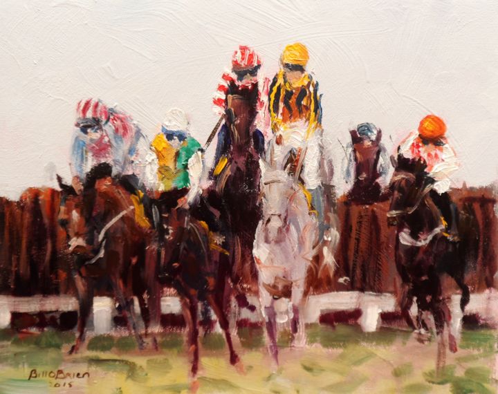 Peinture intitulée "Horse Racing, All C…" par Bill O'Brien, Œuvre d'art originale, Huile