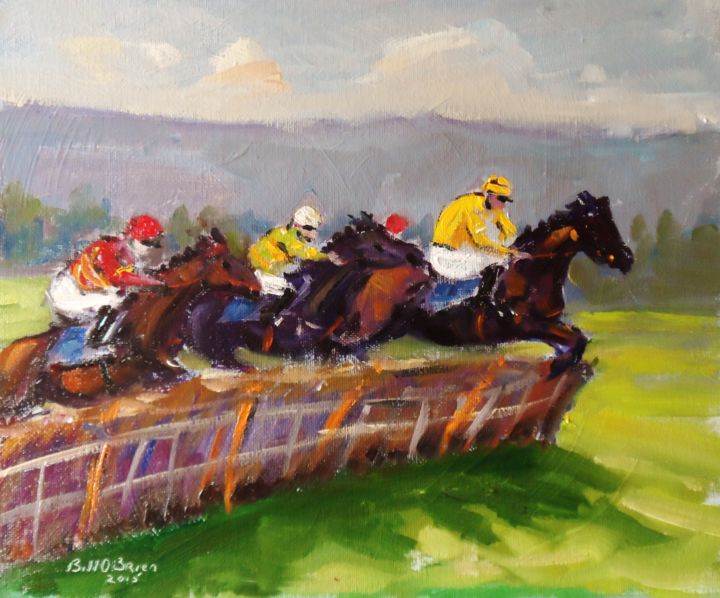 Peinture intitulée "Horse Racing, The C…" par Bill O'Brien, Œuvre d'art originale, Huile