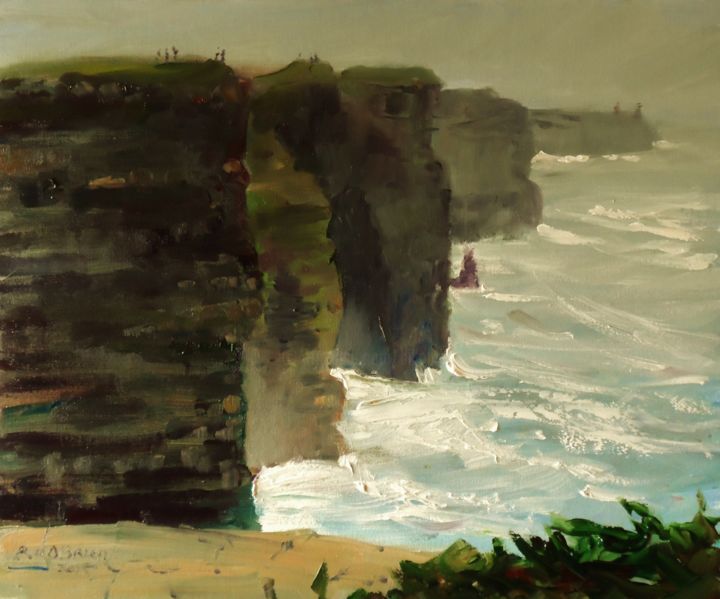 "Cliffs of Moher Iri…" başlıklı Tablo Bill O'Brien tarafından, Orijinal sanat, Petrol