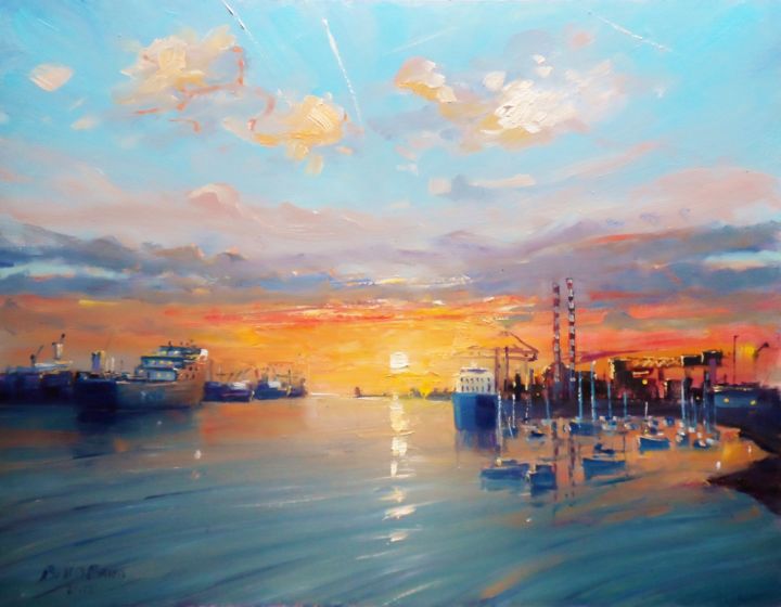 Malerei mit dem Titel "Dublin Port Commiss…" von Bill O'Brien, Original-Kunstwerk, Öl
