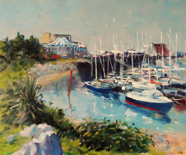 Painting titled "Howth Harbour Marin…" by Bill O'Brien, Original Artwork, Oil