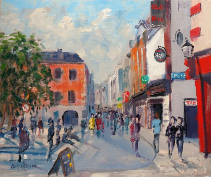 Painting titled "Temple Bar Dublin.…" by Bill O'Brien, Original Artwork, Oil