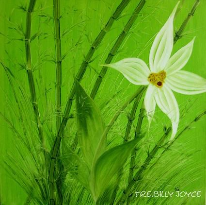 Painting titled "Green Cascade" by Billy Joyce Kiddo, Original Artwork, Oil