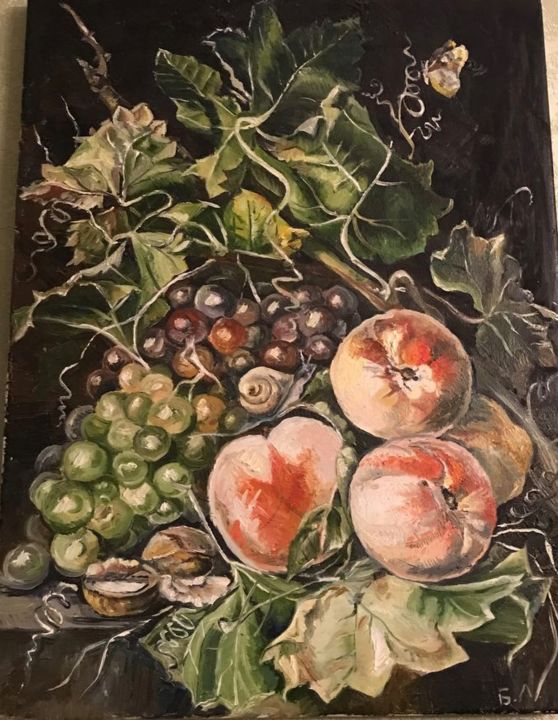 Painting titled "фрукты" by Liliia Bilyk, Original Artwork, Oil