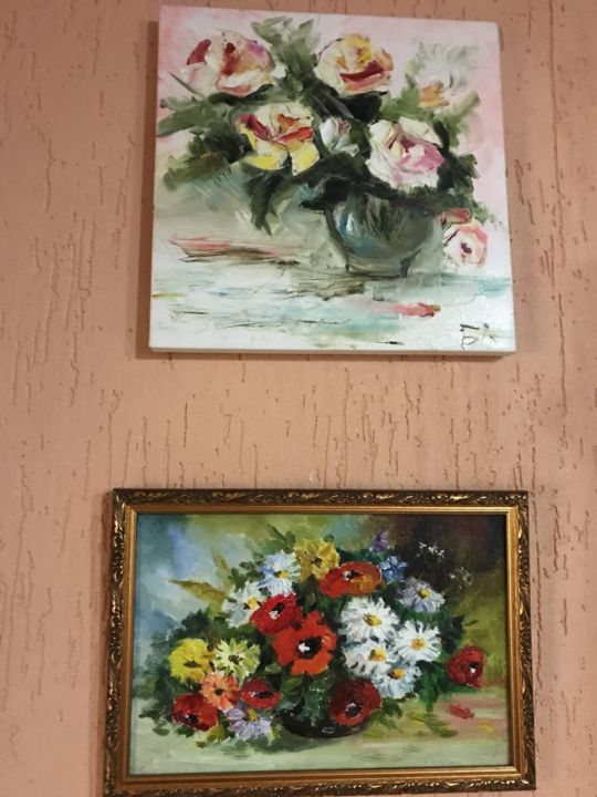 Malerei mit dem Titel "цветы" von Liliia Bilyk, Original-Kunstwerk, Öl