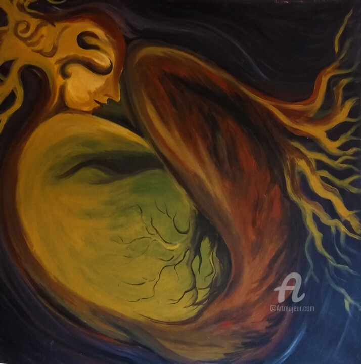 Painting titled "Mother Tree" by Bimby, Original Artwork, Acrylic