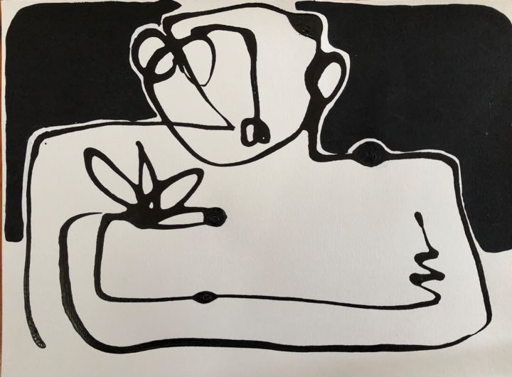 Peinture intitulée "image #1" par Ellie Ali, Œuvre d'art originale, Encre