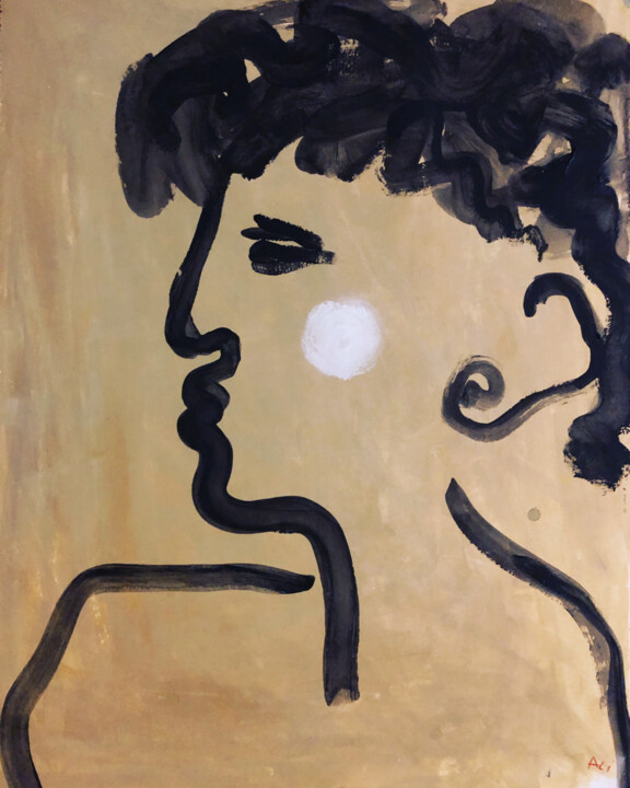 Schilderij getiteld "Profile" door Ellie Ali, Origineel Kunstwerk, Acryl