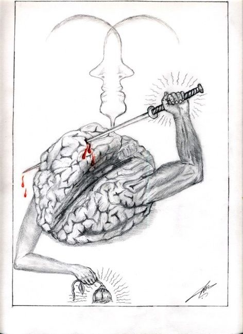 Drawing titled "Le cerveau bipolair…" by Bio7, Original Artwork