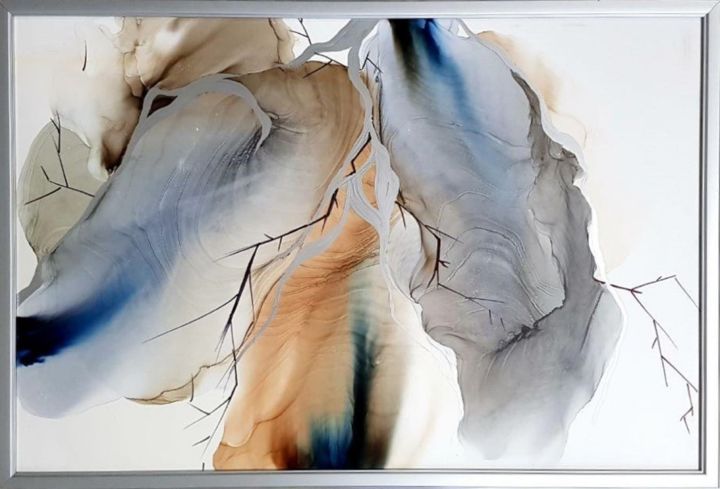 Картина под названием "Летняя гроза" - Наталья Бырдина, Подлинное произведение искусства, Чернила