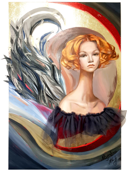 Картина под названием "Chastity Angel" - Наталья Бырдина, Подлинное произведение искусства, Масло Установлен на Деревянная р…