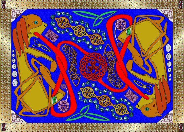 Celtic Royalty Knot - Painting, 10x8 in ©2011 by Birdman -
Celtic lions knot painting