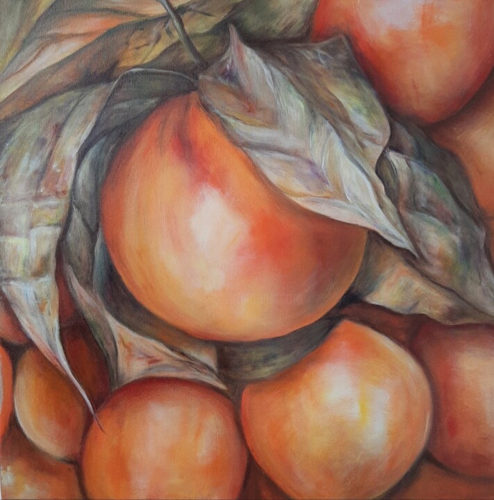 Pintura titulada "Physalis" por Birgit Deuschle (BIGUI), Obra de arte original, Acrílico Montado en Bastidor de camilla de m…