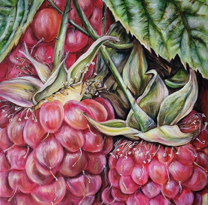 Pintura titulada "Himbeeren" por Birgit Deuschle (BIGUI), Obra de arte original, Acrílico Montado en Bastidor de camilla de…