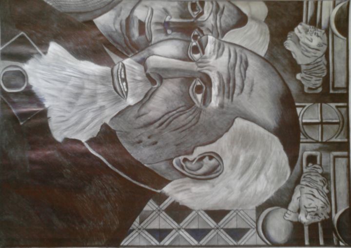 Dessin intitulée "the god father" par Birhan Teka, Œuvre d'art originale, Crayon