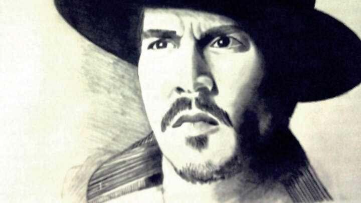 Drawing titled "johnny depp" by Birsen Yıldırım, Original Artwork, Charcoal