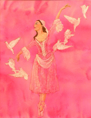 Painting titled "Danse avec les oise…" by Birthe Bo Sakurai, Original Art, Oil