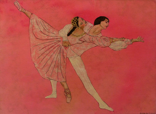 Картина под названием "Danse avec les menh…" - Birthe Bo Sakurai, Подлинное произведение искусства, Масло