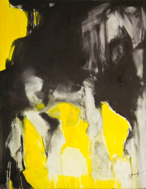 Painting titled "Crazy yellow 3" by Birute Nomeda Stankuniene, Original Artwork, Oil