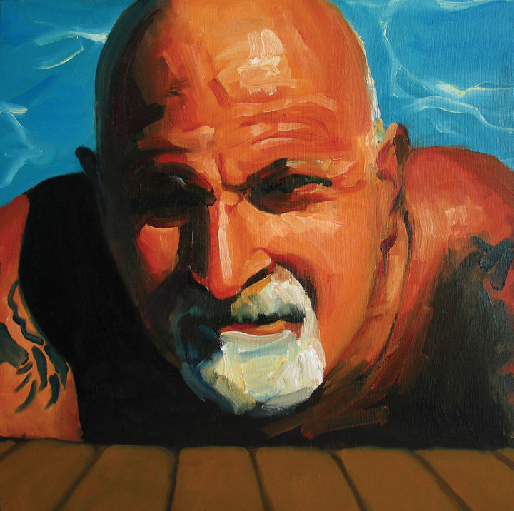 Картина под названием "pool #3" - Alexei Biryukoff, Подлинное произведение искусства, Масло