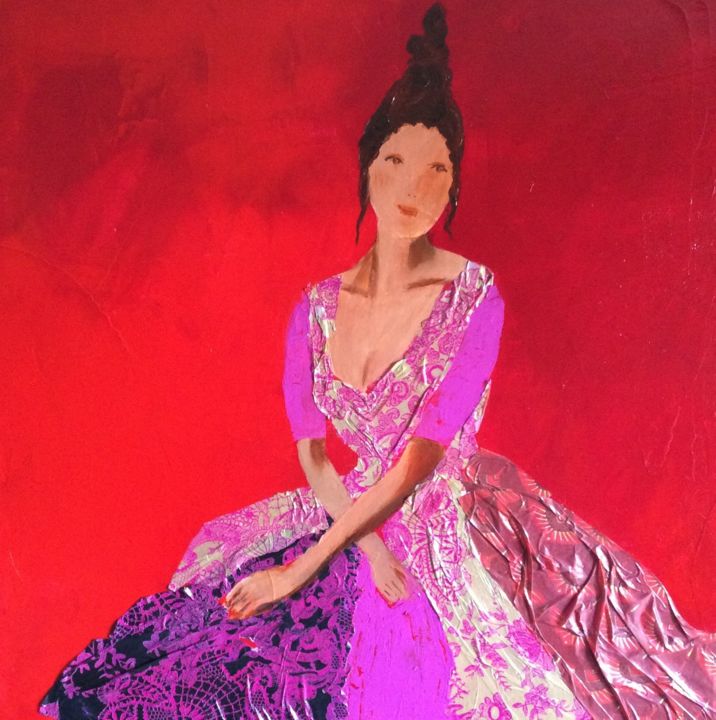 Peinture intitulée "La robe de feu" par Anick O, Œuvre d'art originale, Acrylique