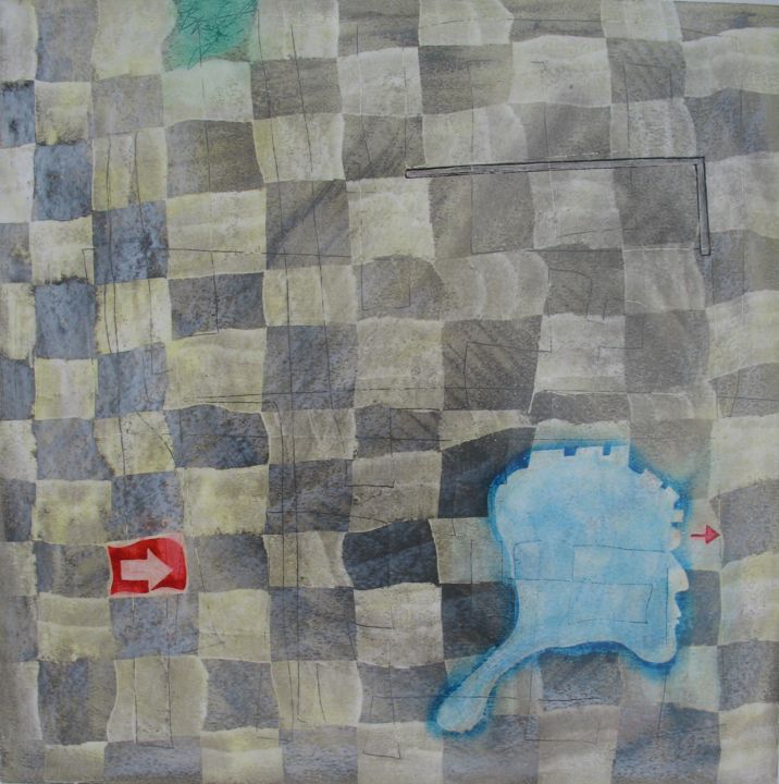 Картина под названием "aus der 5. nachatla…" - Helmut Bischof, Подлинное произведение искусства, Воск