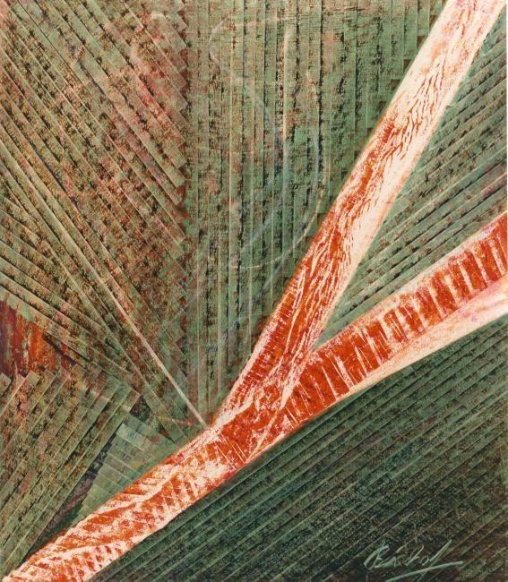 Pintura intitulada "Palmenblatt" por Helmut Bischof, Obras de arte originais, Cera