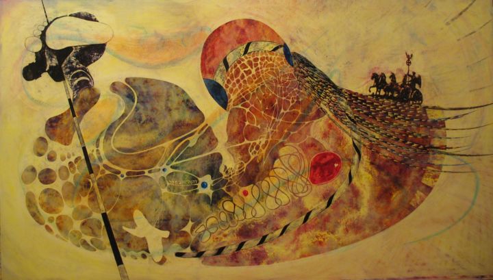 Painting titled "descending" by Helmut Bischof, Original Artwork, Wax